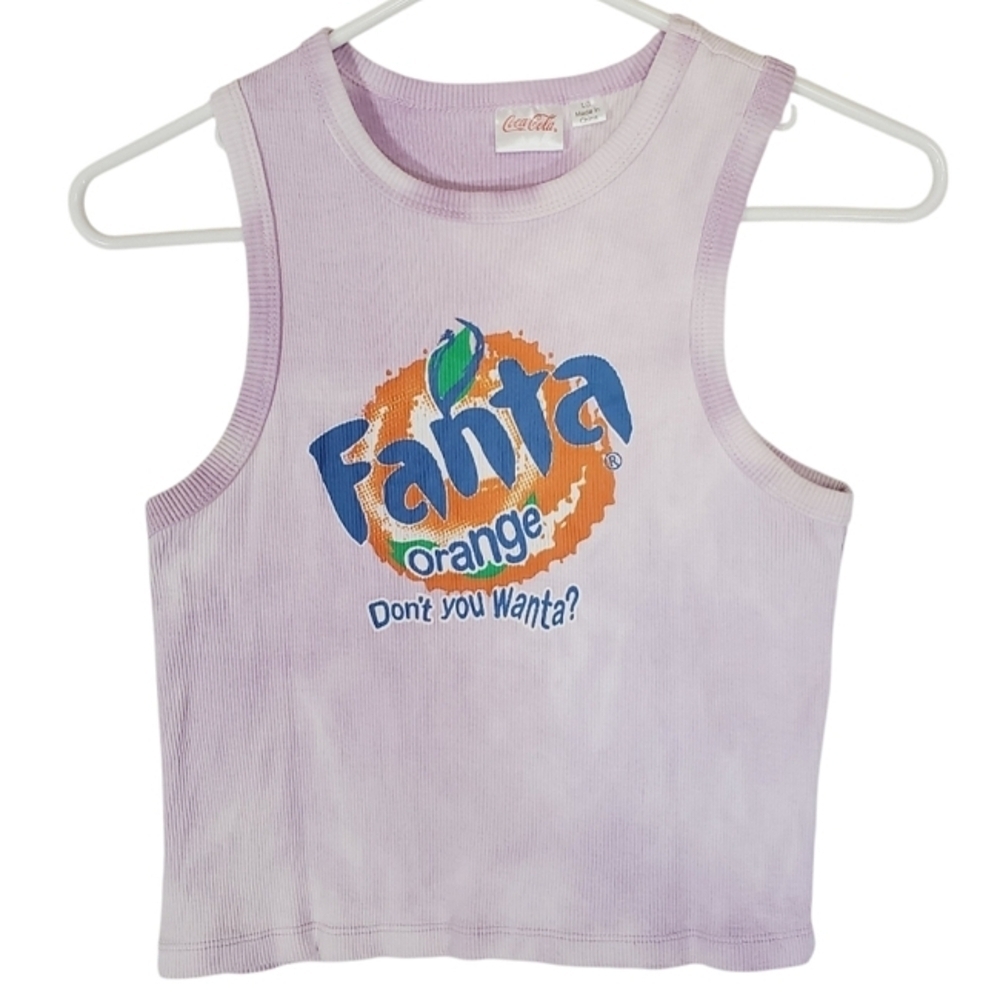 1339 * Coca Cola Orange Fanta Graphic Crop Tank Purple Size L